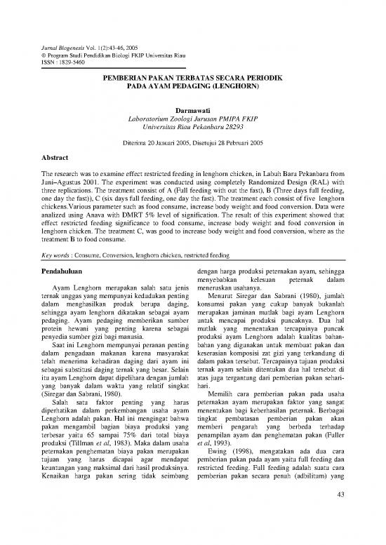 picture_Jurnal Pendidikan Pdf 7171 | Penelitian   Pemberian Pakan Terbatas Secara Periodik Pada Ayam Pedaging  Lenghorn - Pertanian Dan Peternakan