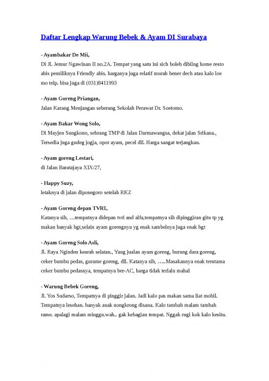 picture_Serba Serbi   Daftar Lengkap Warung Bebek  Amp  Ayam Di Surabaya - Pertanian Dan Peternakan