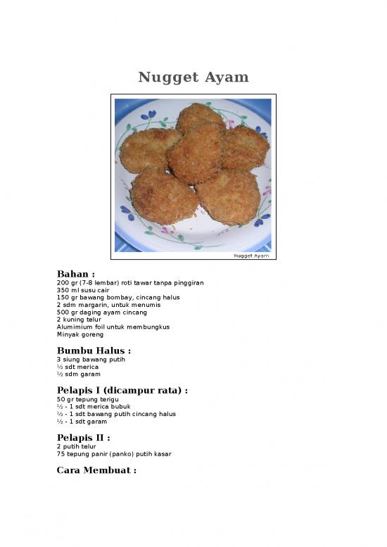 picture_Serba Serbi   Resep Nugget Ayam - Pertanian Dan Peternakan