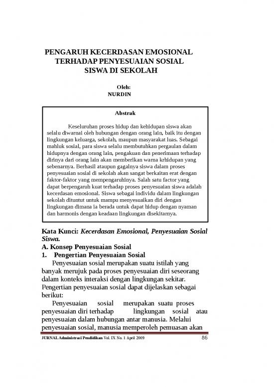 picture_Pengertian Sosial Emosional 7435 | 102 Jurnal Administrasi Pendidikan Vol  Ix No  1 April 2009 86 Pengaruh Kecerdasan Emosional Terhadap Penyesuaian Sosial - Ilmu Kependidikan