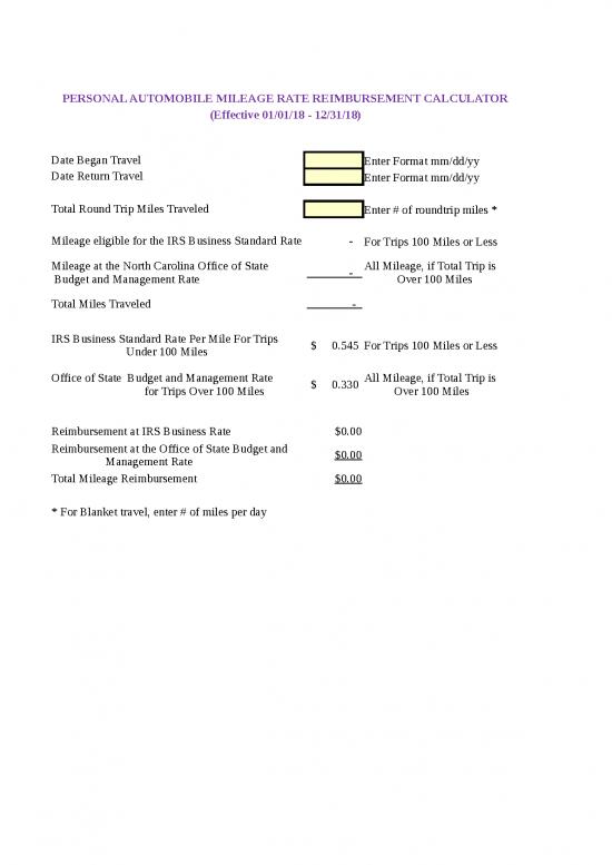 Mileage Rate 6420 Mileage Rate Calculator Standar Format
