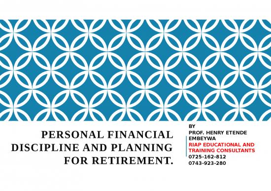 picture Financial Presentation Template 71648 | Personal Financial Discipline And Planning For Retirement