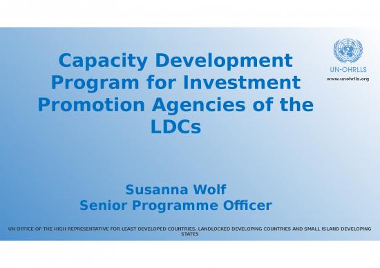picture Investment Ppt 74569 | Capacity Development Program For Investment Promotion Agencies Of The Ldcs By M Susanna Wolf
