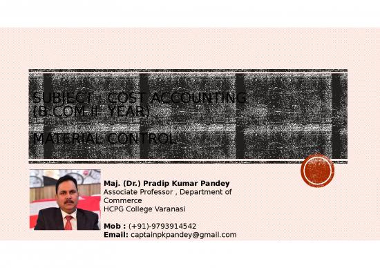picture Slideshare Management 76011 | Cost Accounting Bcom 2nd Year (6  Material Control) Ma (d Pradip Kumar Pandey)