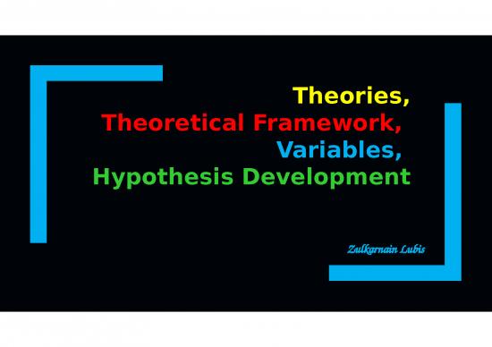 Handout3 Theoriestheoretical Framework Variables Hypothesis Development