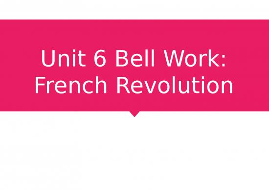 picture Revolution Ppt 79048 | Unit 6 Bell Work  French Revolution