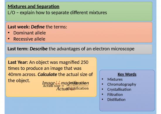 picture_Year 9 X Band Lesson 2   2 Mixtures And Separation