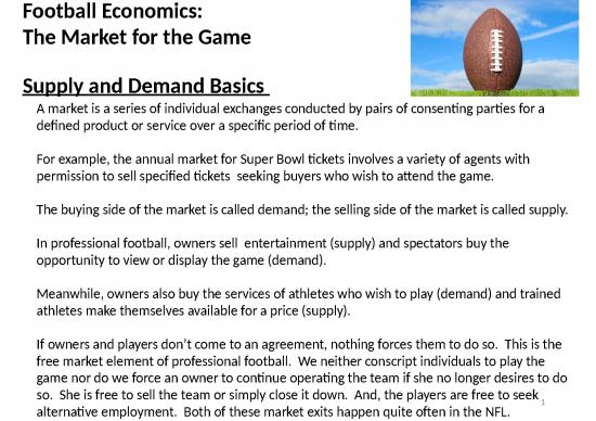 picture Football Powerpoint Template 80514 | Football Economics Week Three The Market For The Game