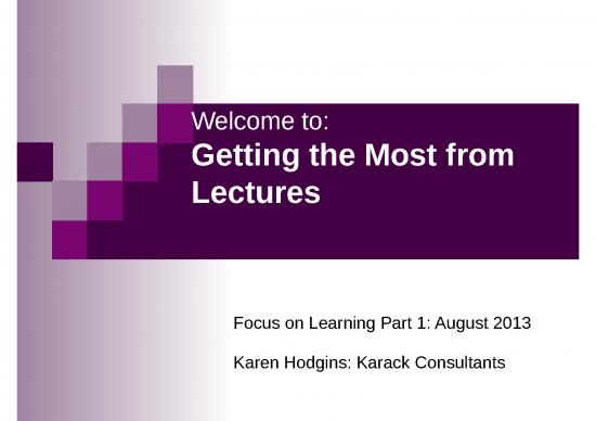 picture Lecture Ppt 81016 | Getting The Most From Lectures August 20131