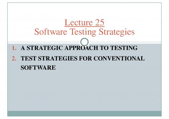 Strategy Slides 79535 Software Testing Strategies Strategy Slides 79535 Software Testing Strategies