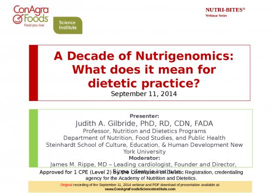 picture Nutrition Ppt 81059 | Webinar 091114 Nutrigenomics Summary