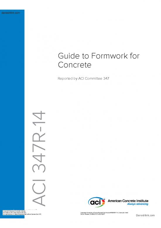 347r 14 Guide To Formwork For Concrete