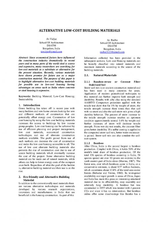 picture Building Pdf 84246 | Alternative Low Cost Building Material  Avidya & Aradha