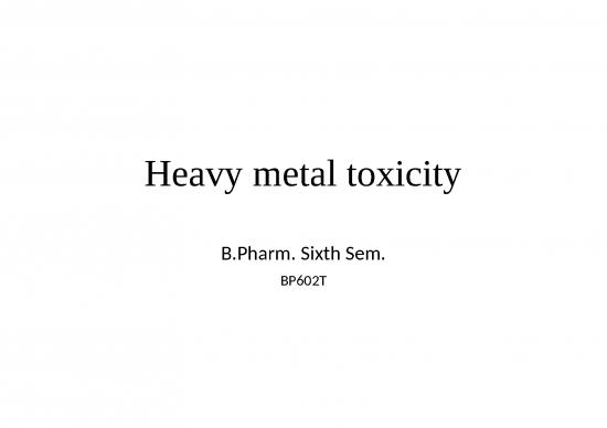 Metal Ppt 82013 | Heavy Metal Toxicity