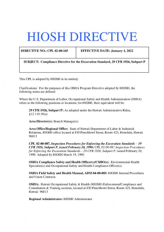 picture Osha 1926 Pdf 83822 | Hiosh Cpl 02 00 165 Compliance Directive For The Excavation Standard 29 Cfr 1926 Subpart P