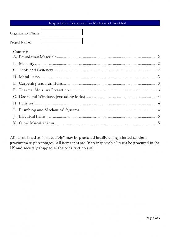 picture Construction Pdf 84242 | Inspectable Materials Checklist V15