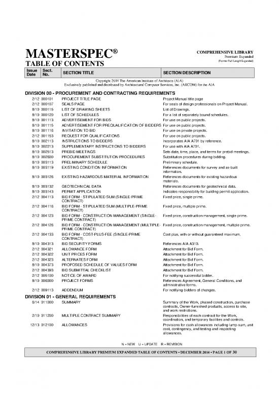 picture1_Masterspec Table Of Contents 84154 | Masterformat 2014 Toc