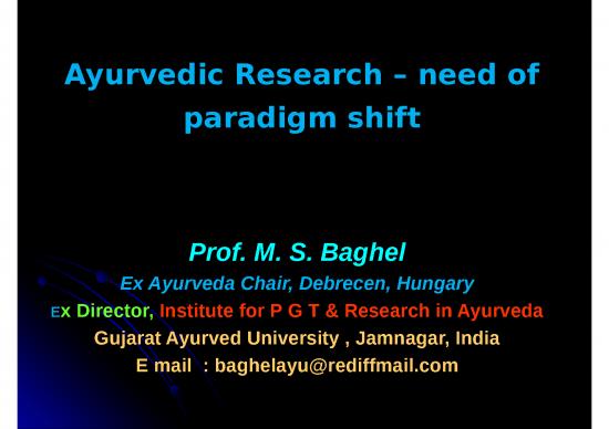 picture1_Pro   Bhagel Ayurvedic Research – Need Of Paradigm Shift