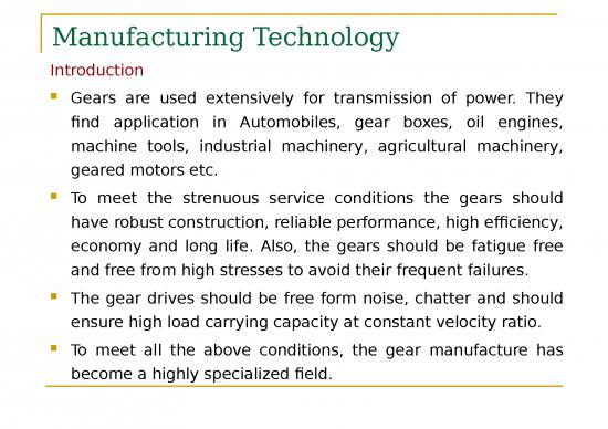 Manufacturing Ppt 82415 | Gear Manufacturing Process