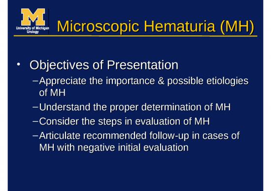 Tues 9 30 Current Guidelines For Microscopic Hematuria Evaluation And ...