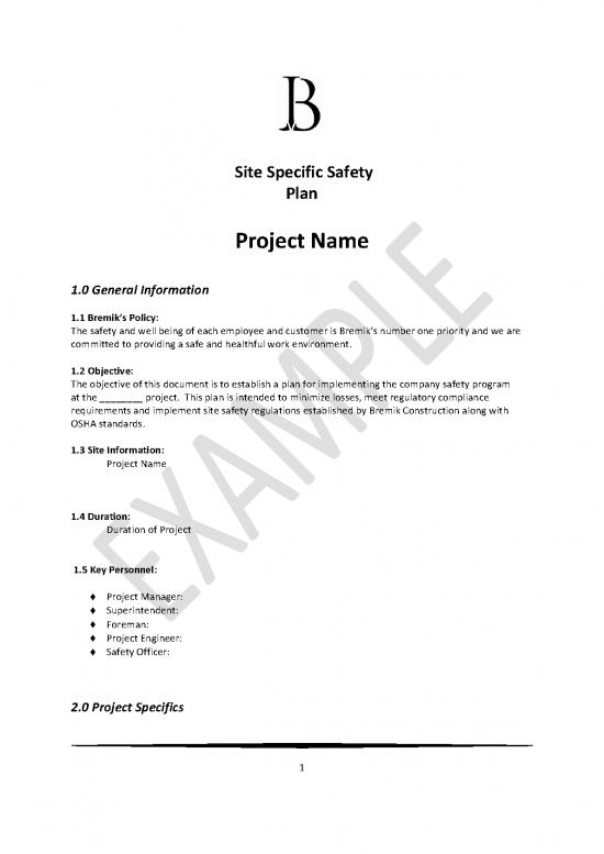 Construction Pdf 84166 | Site Specific Safety Plan Sssp Sample Forms