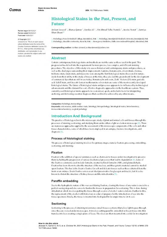 picture1_Example Of Article Review Pdf 86575 | 68602 Histological Stains In The Past Present And Future
