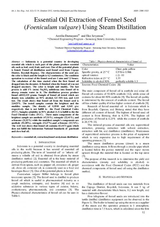 picture Simple Distillation Pdf 85961 | 93541 En Essential Oil Extraction Of Fennel Seed