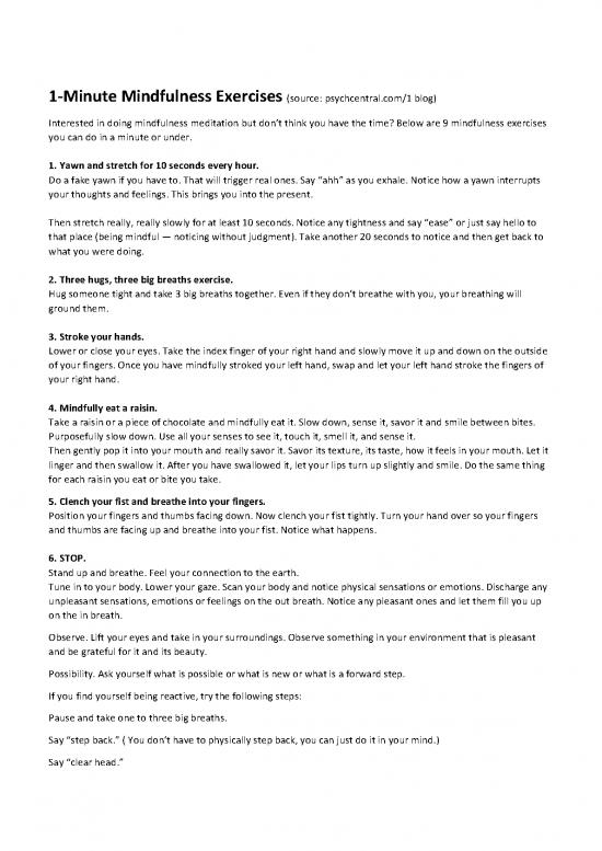 picture1_Mindfulness Exercises Pdf 86684 | 9 1 Minute Ideas