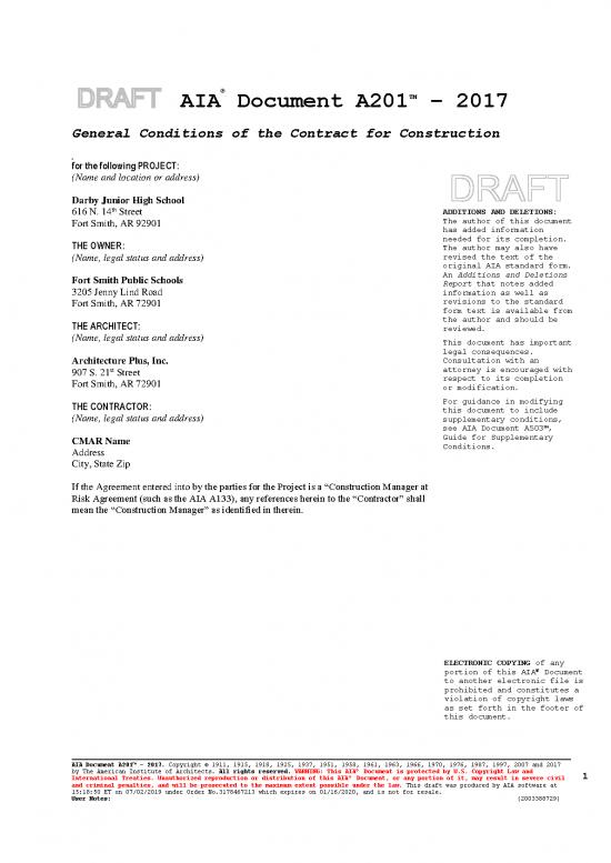 picture1_Sample Contract For Construction 84296 | A201 Darby General Conditions Template  Gw