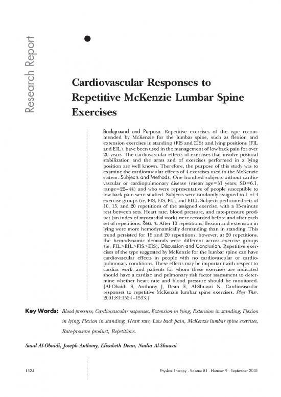 picture Study Methods Pdf 85725 | Cardiovascular Responses To Repetitive Mckenzie Lumbar Exc