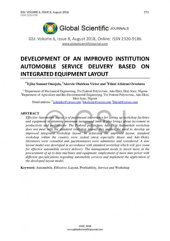 picture Automobile Engineering Pdf 85147 | Development Of An Improved Institution Automobile Service Delivery Based On Integrated Equipment Layout