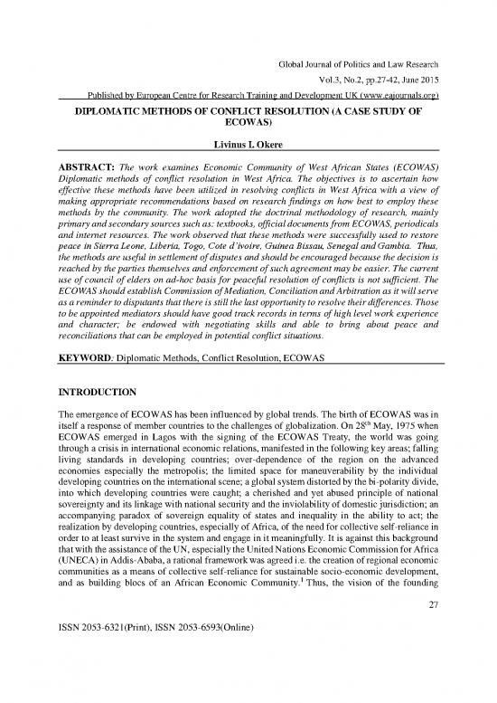 picture Methods Of Conflict Resolution Pdf 86609 | Diplomatic Methods Of Conflict Resolution A Case Study Of Ecowas