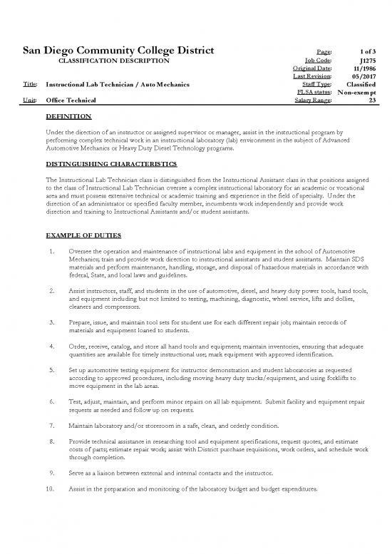 picture Technology Pdf 85273 | Instructional Lab Technician   Auto Mechanics