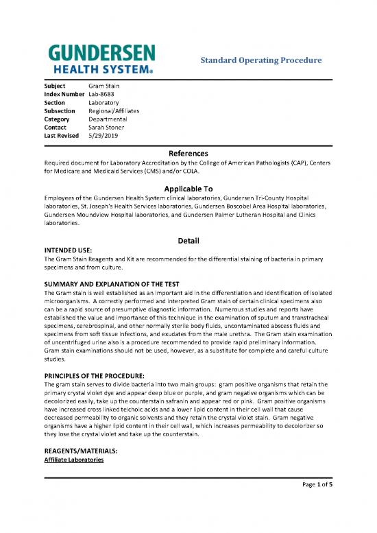 picture Gram Staining Procedure Pdf 86706 | Lab Policies Gram Stain Lab 8683