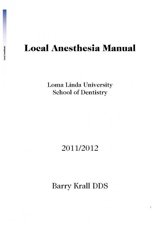 Local Anesthesia Pdf 85424 | Local Anesthesia Manual