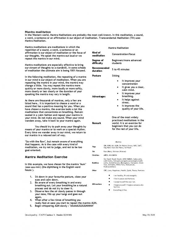 picture1_Transcendental Meditation Pdf 85543 | Mantra–meditation–handout