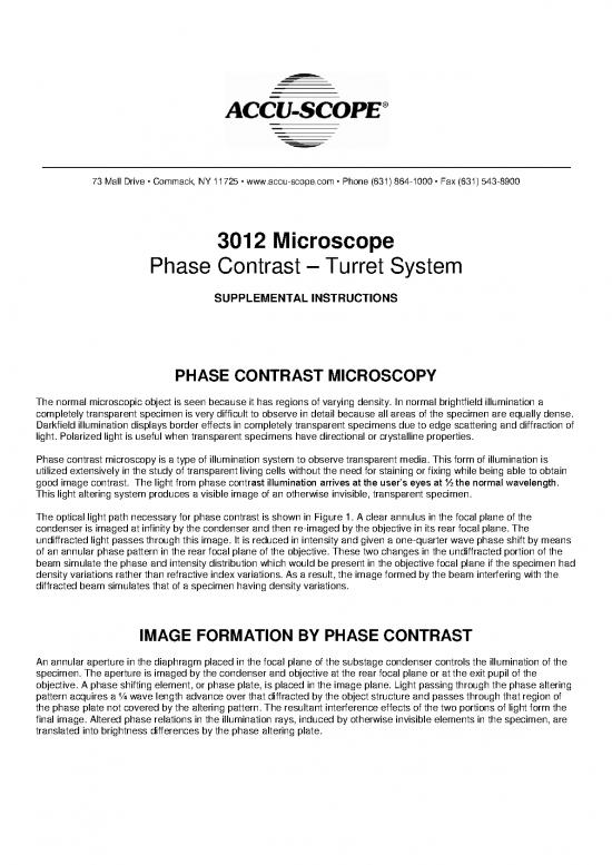 picture1_Phase Contrast Microscopy Pdf 85344 | Manual 3012 Phase Contrast Turret System Instructions