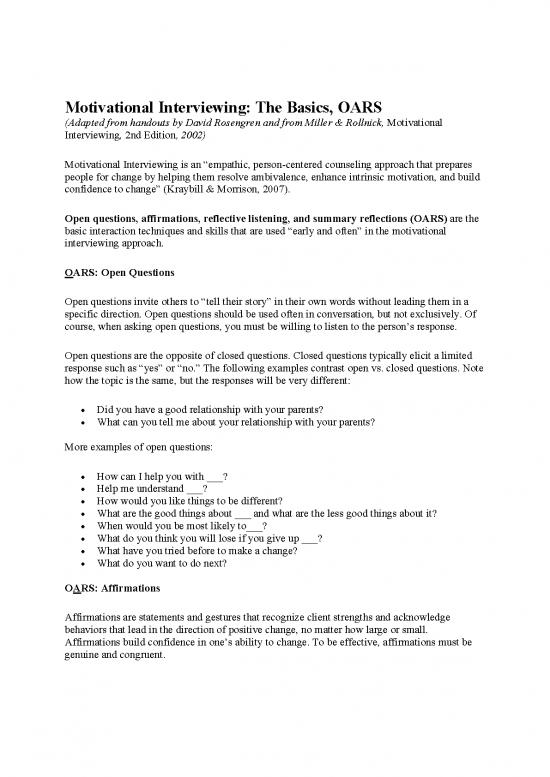 picture1_Motivational Interviewing Pdf 85807 | Motivational Interviewing The Basics Oars