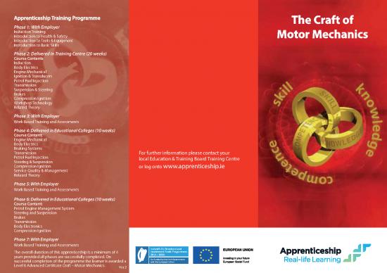 picture Technology Pdf 85334 | Motor Mechanics A4 Brochure