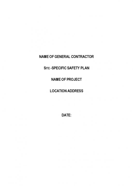 Construction Pdf 84637 | Site Specific Safety Plan Template