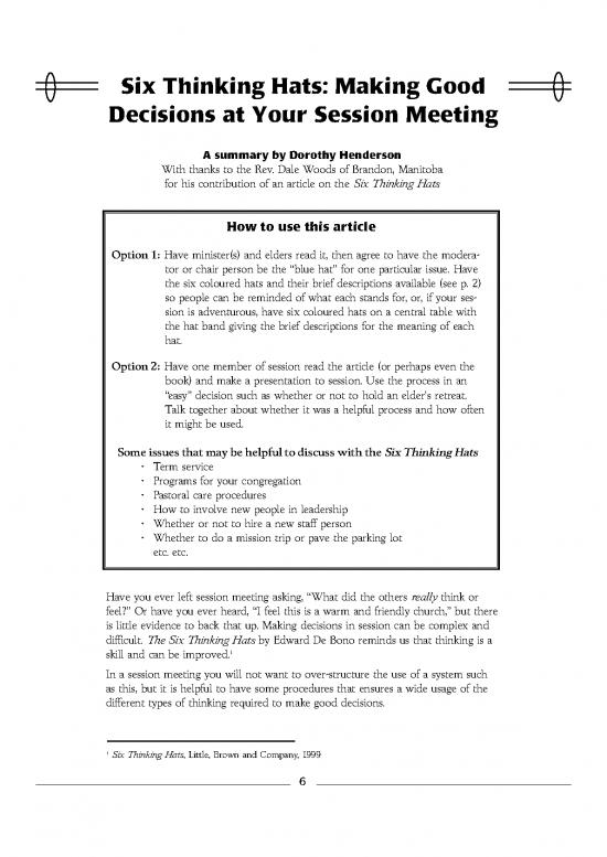 picture1_Six Thinking Hats Pdf 86107 | Six Thinking Hats Making Good Decisions At Your Session Meetings