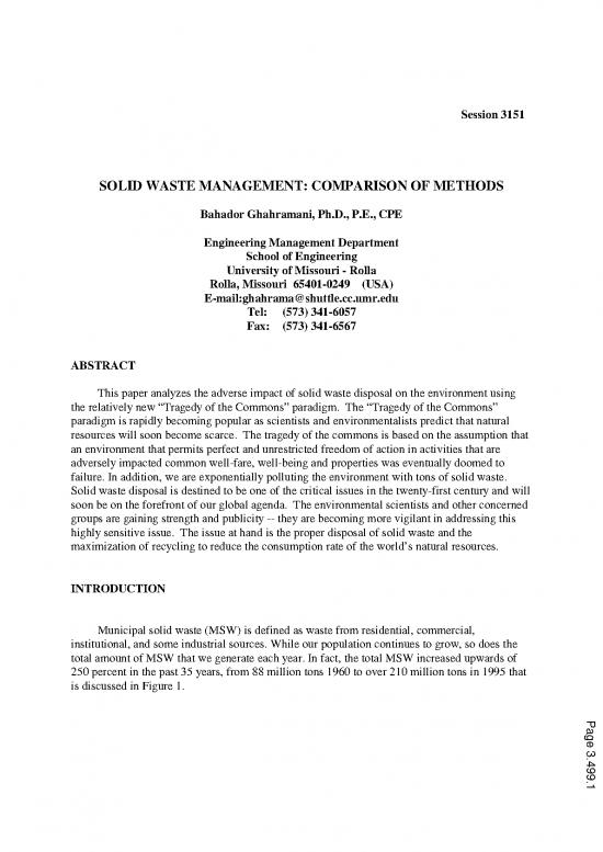 picture1_Methods Of Waste Management Pdf 86087 | Solid Waste Management Comparison Of Methods