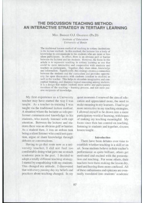 picture1_Discussion Method Of Teaching Pdf 86333 | The Discussion Teaching Methods An Interactive Strategy In Tertiary Learning