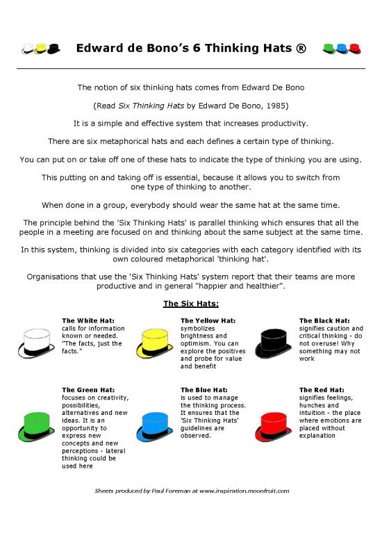 picture1_Six Thinking Hats Pdf 85895 | The Six Thinking Hats