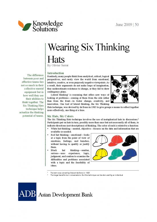 picture Six Thinking Hats Pdf 86408 | Wearing Six Thinking Hats
