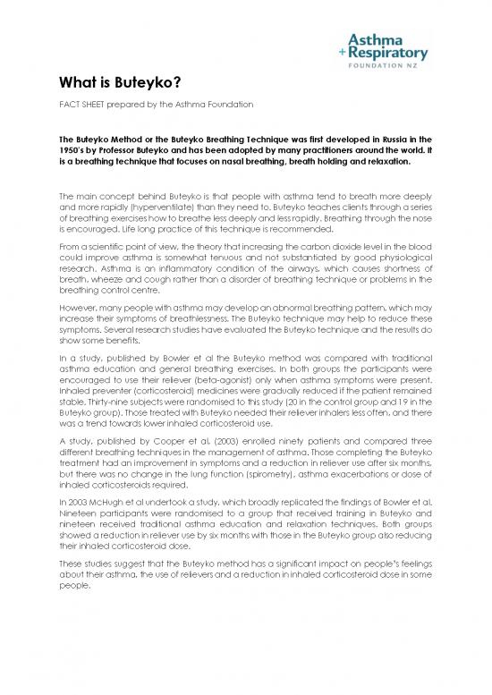 picture1_Buteyko Pdf 86453 | What Is Buteyko Fact Sheet