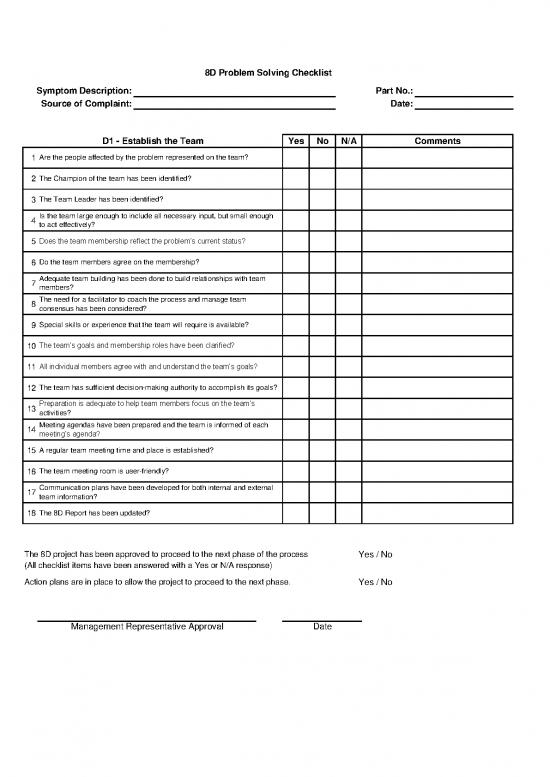 Measurements Pdf 86122 | 8d Problem Solving Checklist