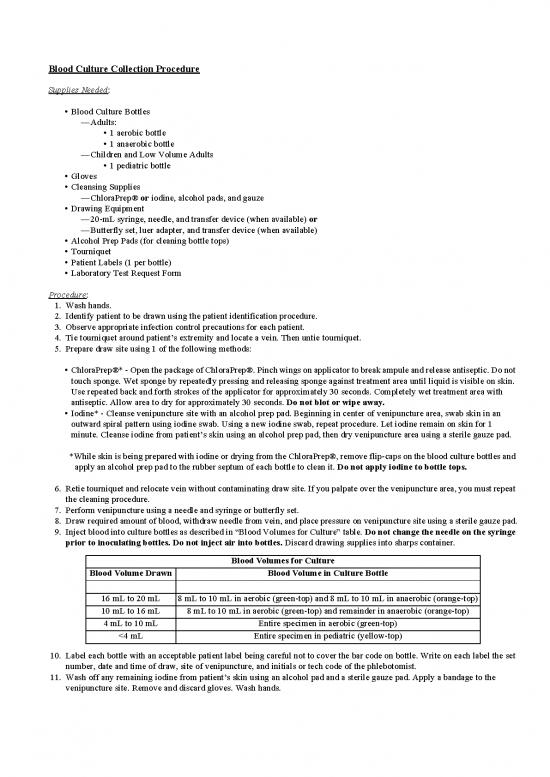 picture Blood Culture Procedure Pdf 87497 | 226dbb2 Blood Culture Collection Procedure