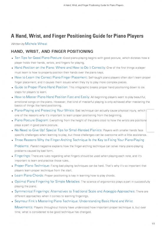 Piano Finger Position Pdf 87126 | A Hand Wrist And Finger Positioning