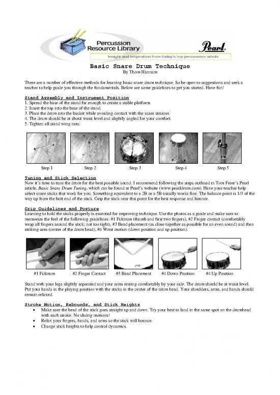 picture_Learning Methods Pdf 87927 | Basic Snare Drum Technique